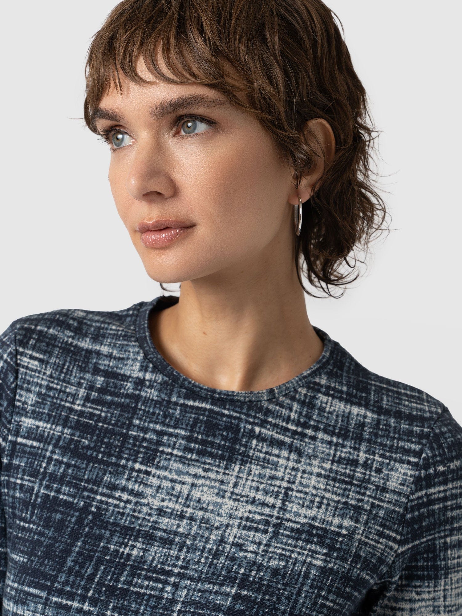 Glen Crew Neck Tee Blue Check - Women's T-Shirts | Saint + Sofia® USA